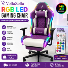 RGB LED Gaming Chair with Footrest – Ergonomic Reclining Computer Office Chair
