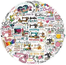 55Pcs Quilting Stickers Sewing Machine Theme Waterproof Vinyl for 