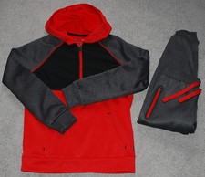 Boys Fila Sport Fleece Set   Red/Gray Pullover Sweatshirt and Pants
