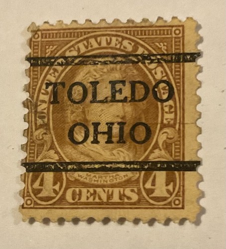 US Scott 585 Martha Washington Precancel, TOLEDO, OHIO gebraucht 4 Cent,1925