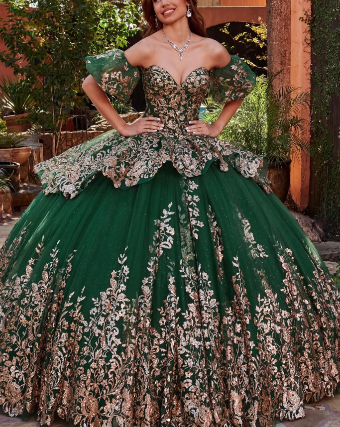 slim fit dress slacks Emerald Green Prom Dress with 3-D Flowers main image 0