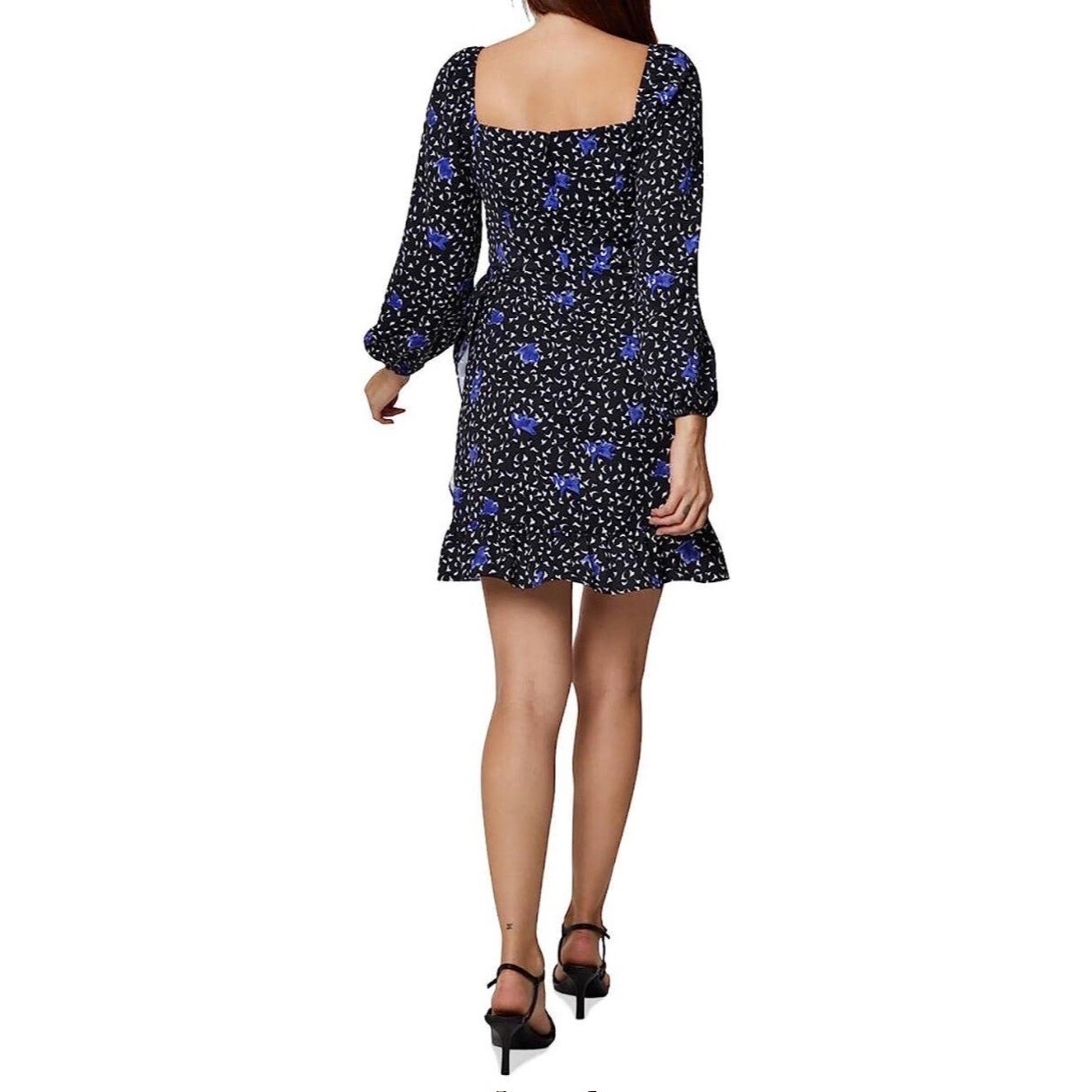 BCBGeneration Womens Floral Square Neck Mini Dress Black Ivory Size 2 NWT image 2