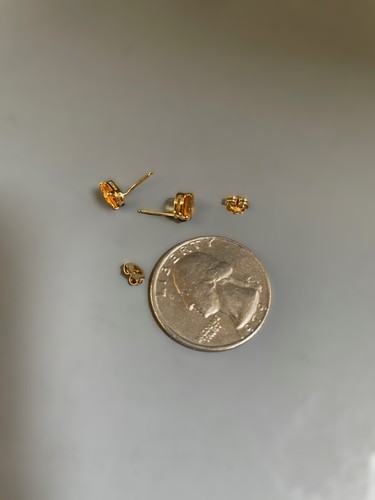 Citrine Gold Plated Stud Earrings - Picture 3 of 4