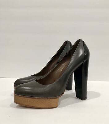 dark gray block heels