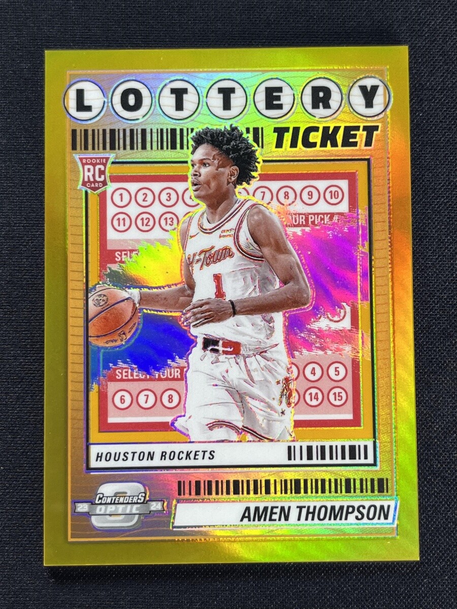 2023-24 Panini Contenders Optic Amen Thompson #11 Gold Lottery Ticket RC /10