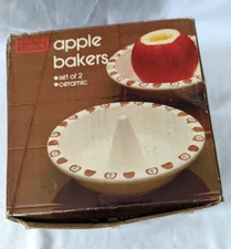 Vintage Ceramic Apple Baker, Apple Baking Dish, Set of 2 and Box NOS
