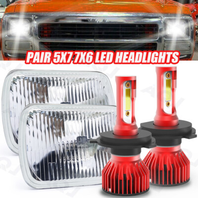 5x7 / 7x6 LED Headlights With H4 Projector – Hi/Lo Beam – Fits Chevy K10 K20 C10 C20 – 6000K