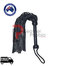 Genuine Cow Hide Leather Flogger Whip 35 Falls Black Heavy Duty Fully Handmade