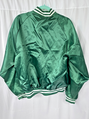 Vintage Green Rolling Rock Satin Jacket Size Large MVP 2 Pocket Button Up - Picture 2 of 7