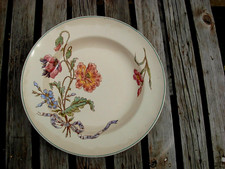 assiette  ancienne décor Villa coquelicots polychromé Charbonnier Longchamps