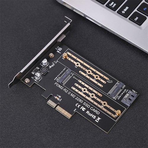 Carte d'extension SSD de bureau adaptateur double disque haute vitesse PCIE vers M.2NVME/NGFF - Photo 3/6
