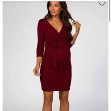 Pink Blush Womens  L Burgundy Fitted Maternity & Nursing Dress feminine Office