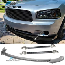 Universal Adjustable 62"-66" Carbon Fiber Print Front Bumper Lip A + Strut Rod