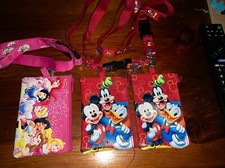 Set Of 3 1 Disney Princess/ 2 Mickey Friends Lanyard ID Ticket Badge Wallet
