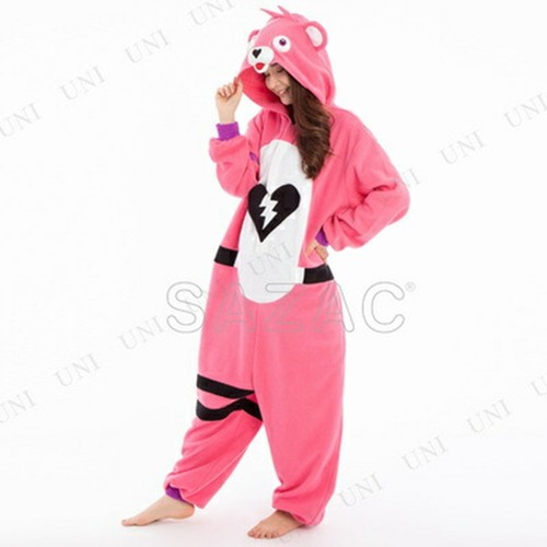 SAZAC FORTNITE Pink Bear Fleece Costume S Size Unisex Kigurumi From JAPAN - Picture 10 of 24