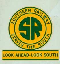 Vintage Southern Railway Window Decal Serves The South Kwik Stik Label Train RR