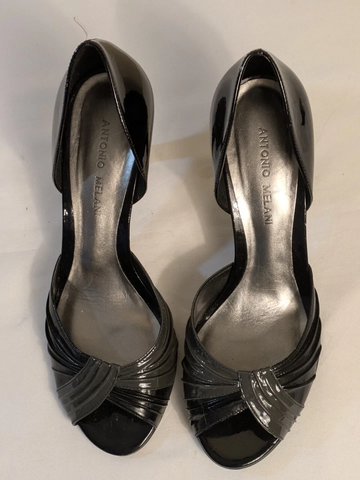 Zapatos de salón ANTONIO MELANI Voila para mujer 8,5 M negros/grises PEEP-TOE tacones de aguja altos Foto 2 de 4