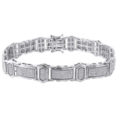 14K White Gold Over 8.5'' Bangle Statement Bracelet 5.60 Ctw Brilliant Moissanite