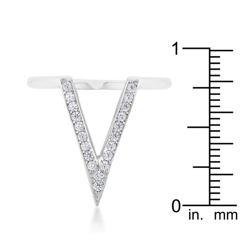 Michelle 0.2ct CZ Rhodium Delicate V-Shape Chevron Geometric Ring Size 6 - Picture 4 of 6
