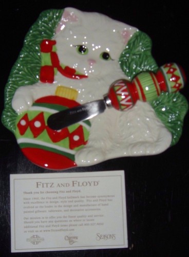 Fitz & Floyd Yuletide Kitten Snack Piatto Snack Stendi Natale Artigianale 19/470 - Foto 6 di 11