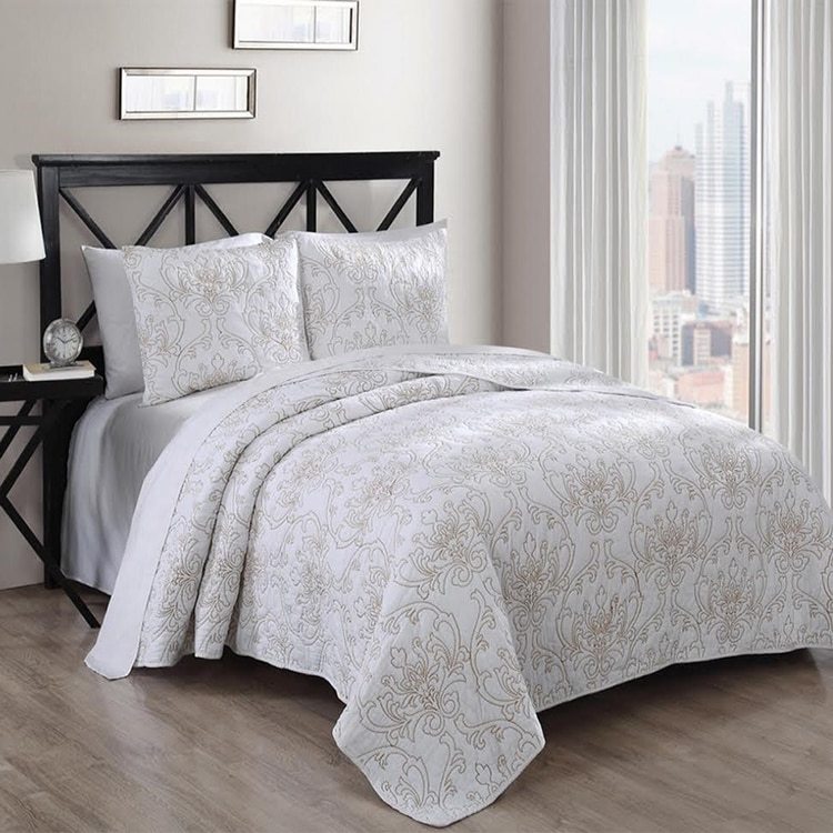 Exquisite Modern Simmon 100% Cotton Coverlet Set Solid Majestic Pattern Exquisite Modern Simmon 100% Cotton Coverlet Set Solid Majestic Pattern