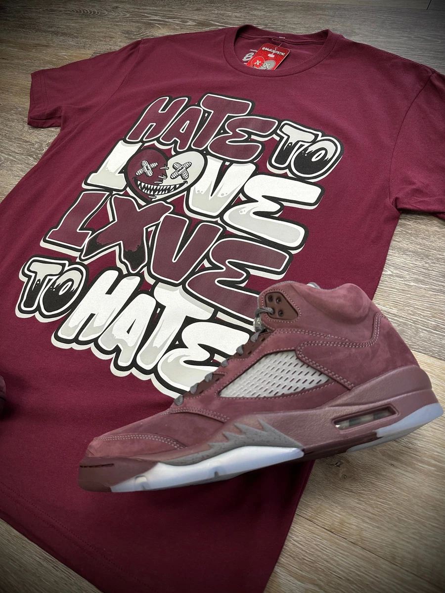 Jordan 5 Burgundy 5s Shirt to Match Sneaker Tees Maroon