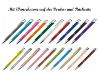20 Metall-Kugelschreiber Mit Beidseitige Namensgravur - 20 Verschiedene Farben