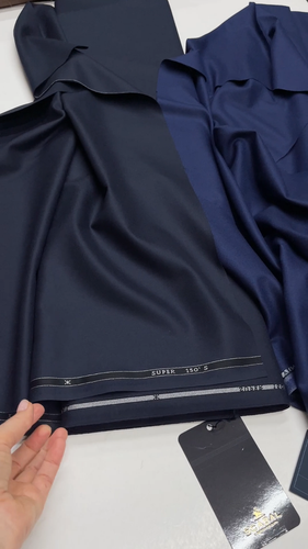 Blue Super 150s Wool Suiting Fabric by SCABAL Luxury Merino British made 3.83m - Video 1 of 1