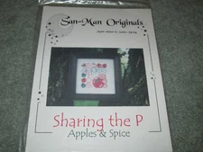 NEW RARE SAN-MAN SHARING THE P APPLES & SPICE Cross Stitch CHART PACK 