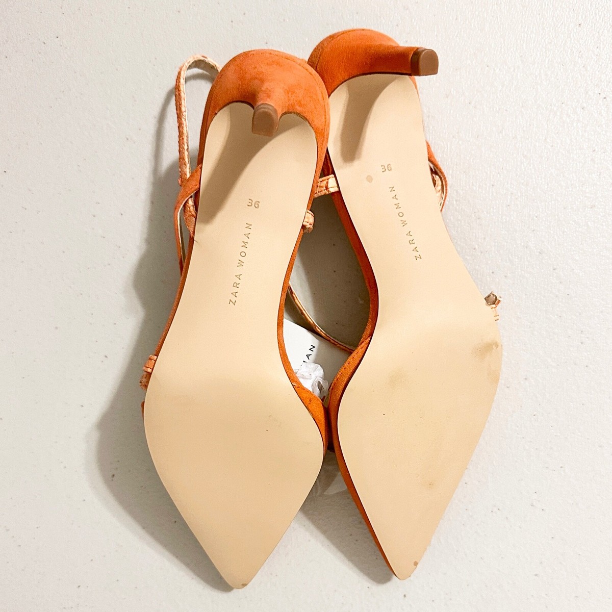 ZARA Suede Leather Mid Heel Strap Shoes Pointed Toe Pumps ZARA Suede Leather Mid Heel Strap Shoes Pointed Toe Pumps