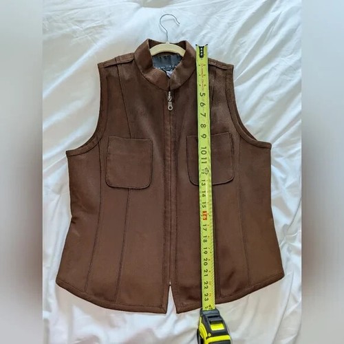 Yansi Fugel | Size M | Brown Faux Suede Zipper Vest With Doublesided Pockets - Picture 8 of 8