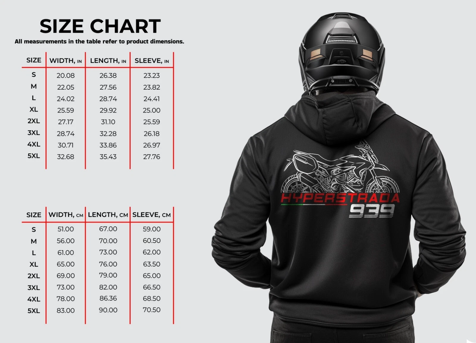 Ducati Hyperstrada 939 - Motorcycle Hoodie Pullover for SuperMotard Riders