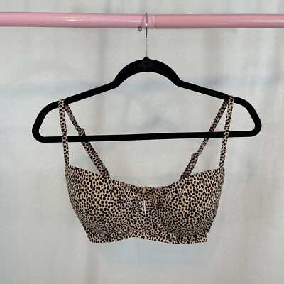 Shade & Shore Cheetah Animal Print Bikini Top size 34D