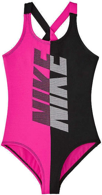 Girls Pink and Black Nike One Piece 