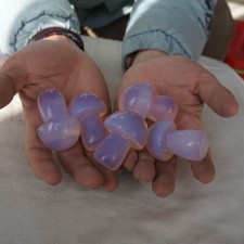 5 Pieces Pink Opal Opalite Quartz Crystal Mushroom Palm Stone Carving Healing