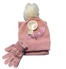 Toby Me 3 Piece Pink Love Hat Set Size 7-14 Girls