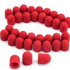 50pcs Red Pedicure Sanding Caps Nail Drill 10 15/13 19 Manicure Pedicure Milling