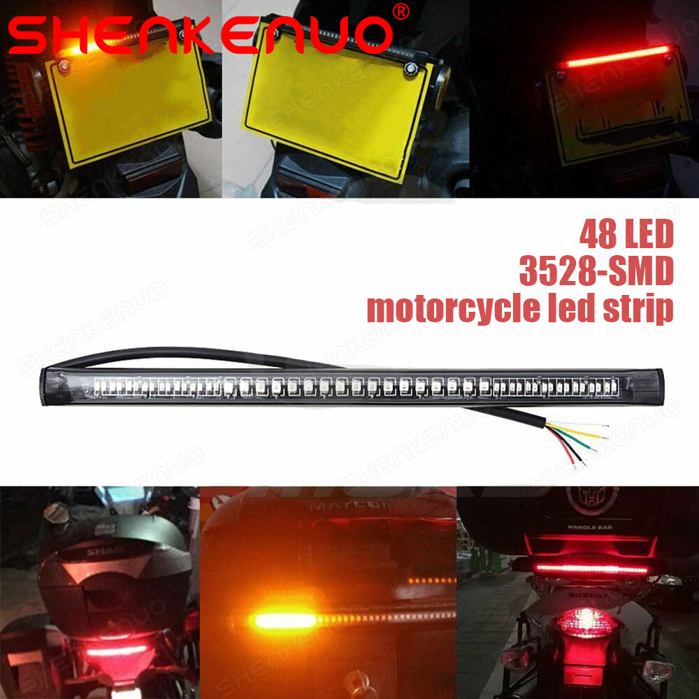 Motorcycle LED Brake Light Strip With Turn Signals 48 LED Red Amber Tail Light From Ddmyaug, $23.93