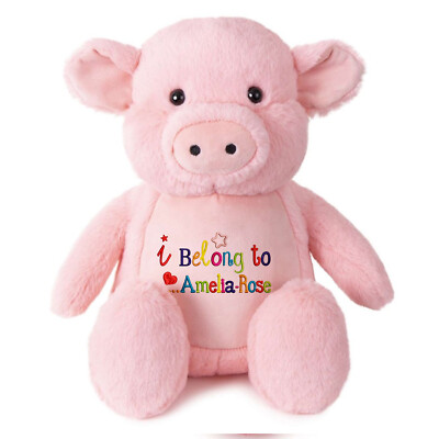 I Belong to personalisiertes rosa Schwein bestickt Bär Geburtstag Baby Kind Geschenk