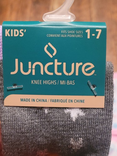 2 pairs White & Gray Knee High Socks sz 1 - 7 Just Believe Unicorns Rainbows - Picture 5 of 6