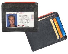 BLACK GENUINE LEATHER MEN'S WALLET ID Credit Card Thin Holder Ultra Thin