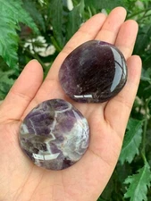 Amethyst Dogtooth Smooth Stone, 1.5" - 2" Polished Amethyst Palm Stone, Bulk Lot