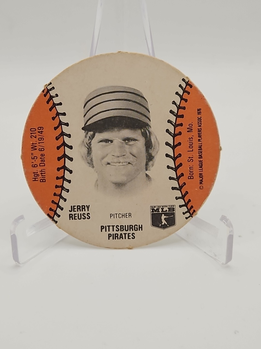 1977 MSA Burger Chef Discs Collector Series Jerry Reuss Vintage Pirates ...