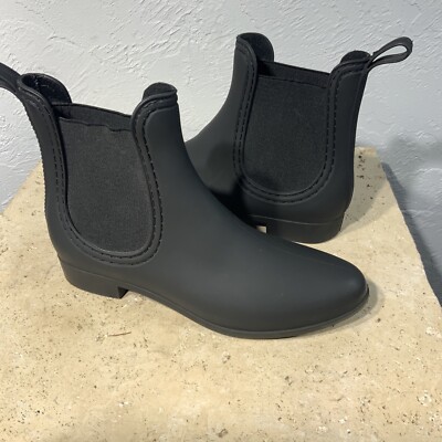 Jeffrey Campbell JC Play Chelsea Rainboot Black Rubber Sz