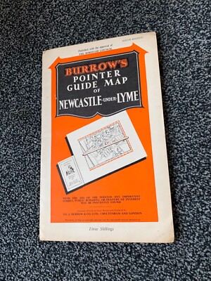 VINTAGE BURROWS POINTER GUIDE MAP OF NEWCASTLE & LYME