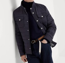 BRUNELLO CUCINELLI Bonded Matte Nylon Quilted Snap Shirt Jacket Large 2295 NEW