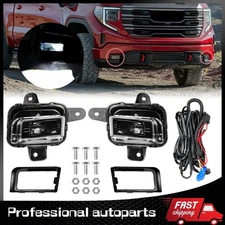 LED Front Bumper Fog Light w/Bezel Switch Wire Kit For 2022-2024 GMC Sierra 1500