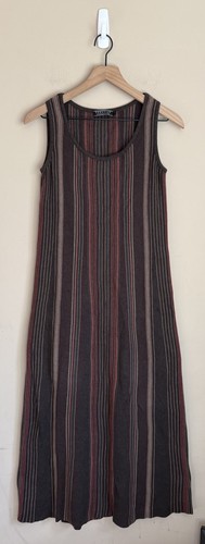 Peruvian Connection Dress Maxi Pima Cotton Stripe Sleeveless Womens Size Medium