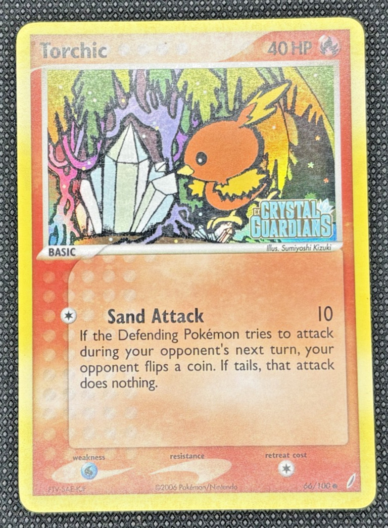 Torchic 66/100 EX Crystal Guardians Stamp Pokemon Card Reverse Holo Rare - LP