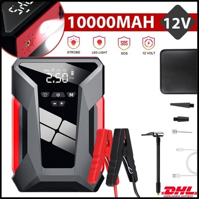 Auto KFZ Starthilfe，Jump Starter 10000mAh Powerbank Kompressor Luftpumpe Notfall